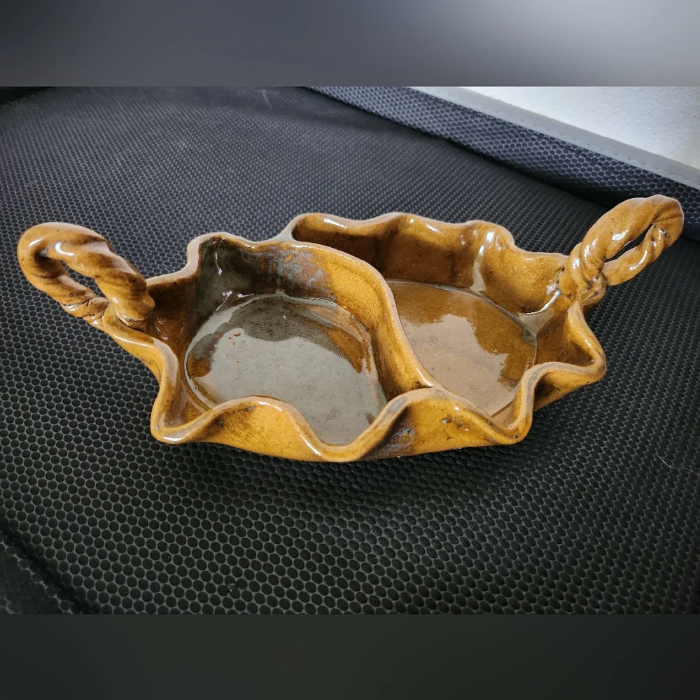 Divided Dish Handmade Clay Glazed